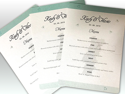 Destination or Travel Themed Menu Cards